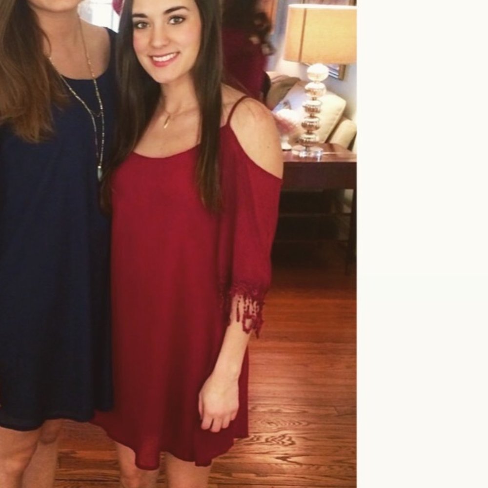 Maroon Chiffon Shift Dress Size S